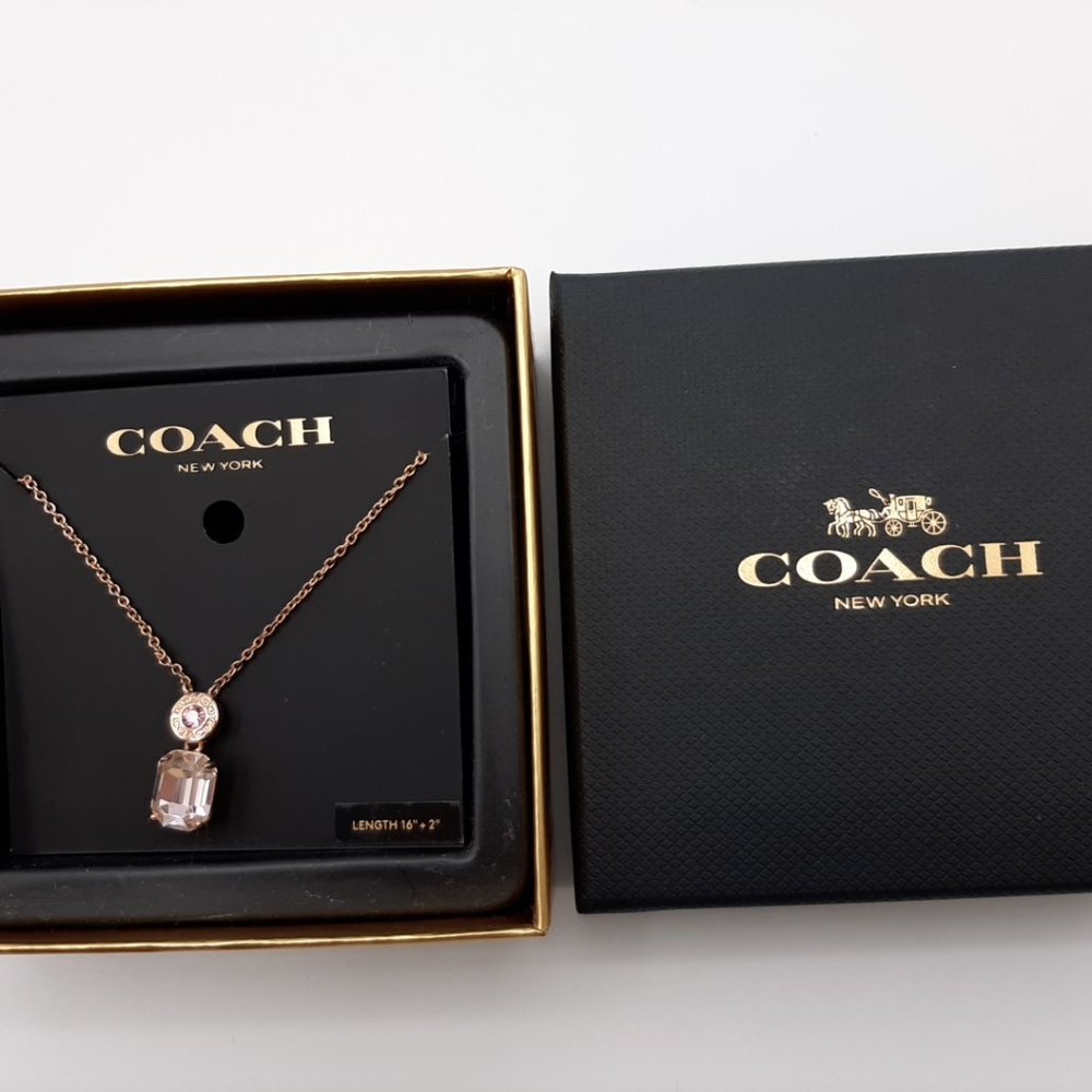 COACH F73037 Crystal Necklace - Rosegold/Pink - New with Box - Picture 2 of 3
